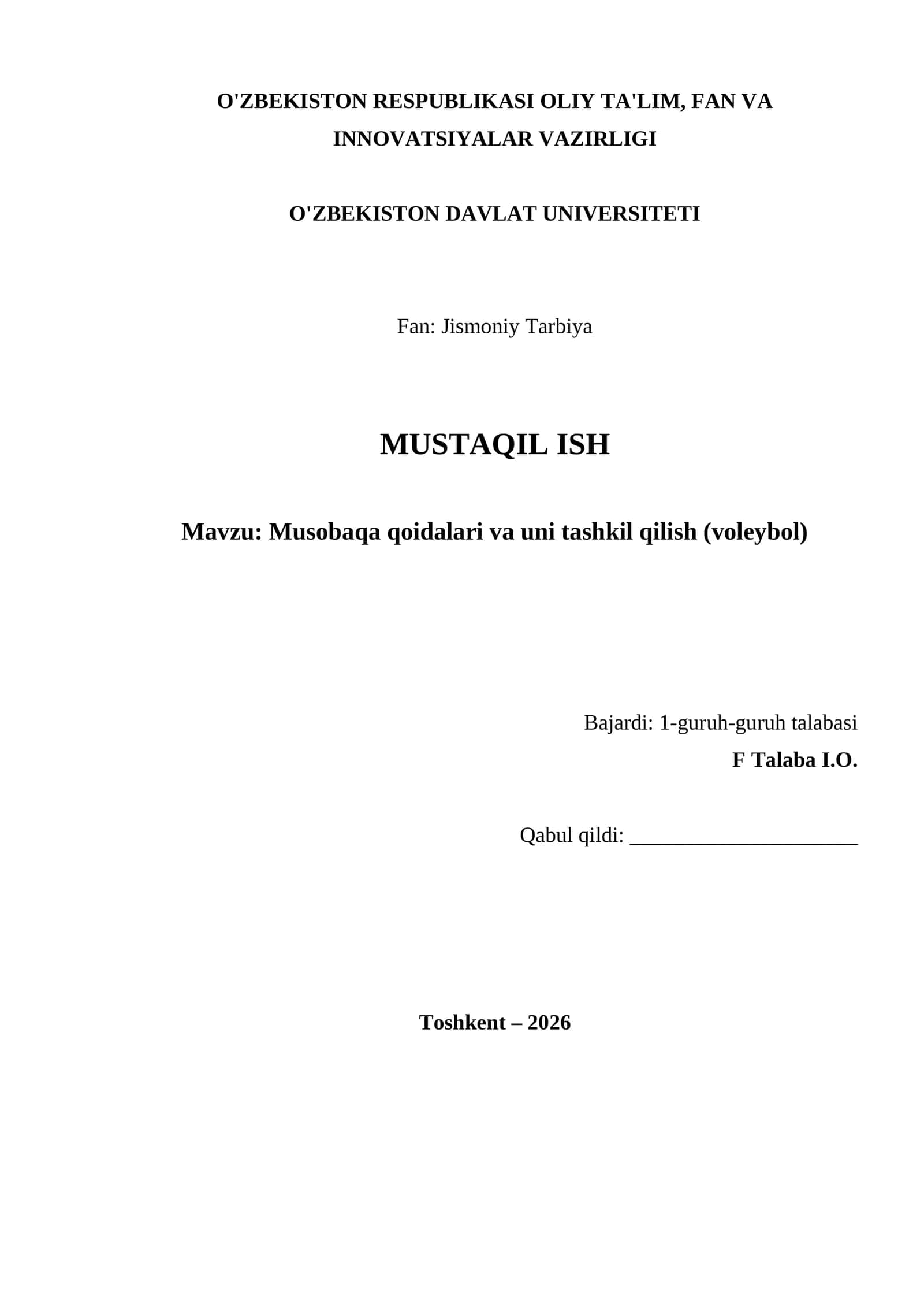 Musobaqa qoidalari va uni tashkil qilish (voleybol)