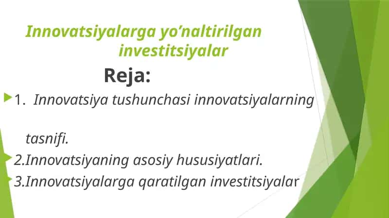 Innovatsiya yo'naltirilgan investitsiya