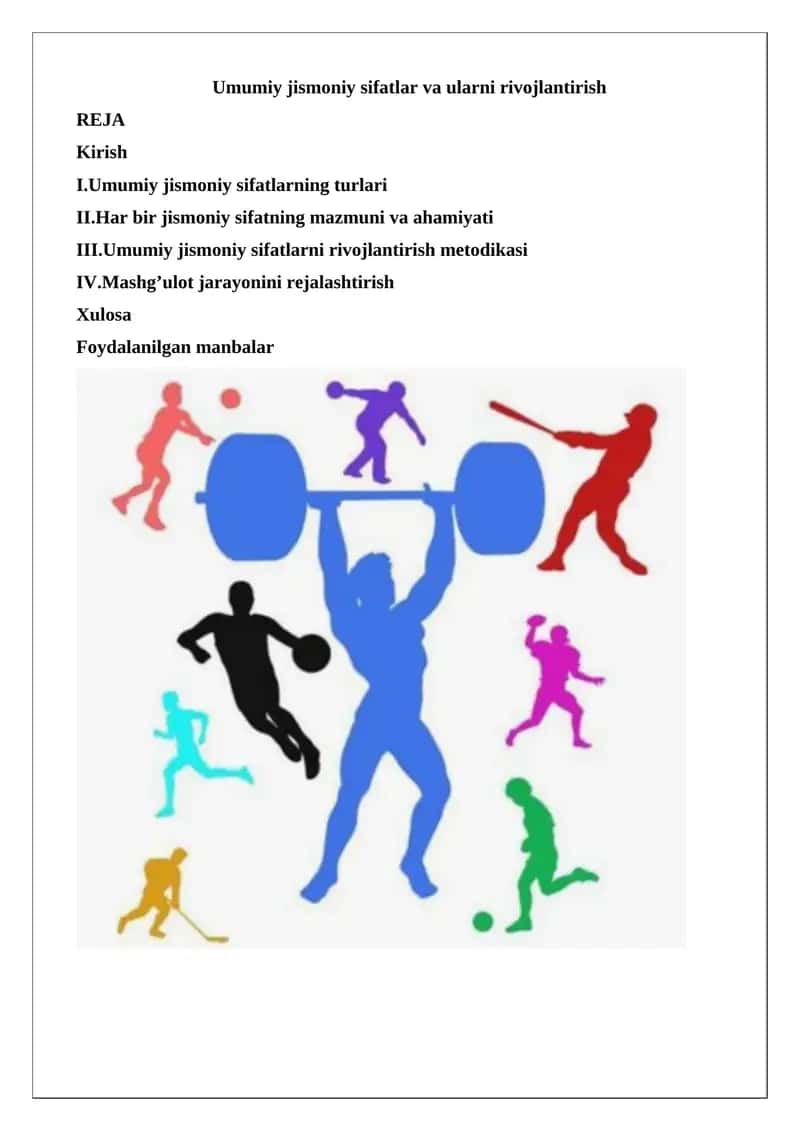 Umumiy jismoniy sifatlar va ularni rivojlantirish