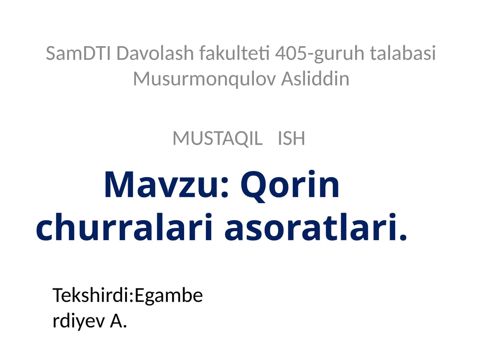 Qorin tashqi churralari va ularning asoratlari