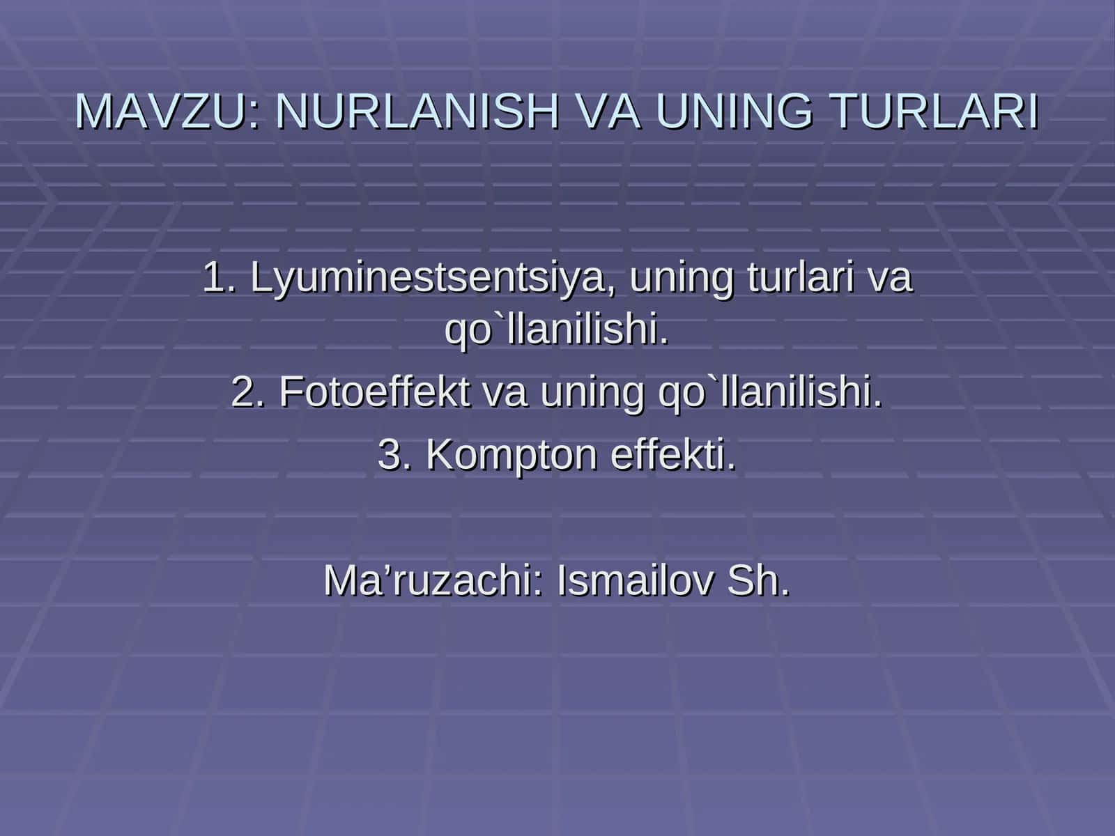 NURLANISHVA UNING TURLARI