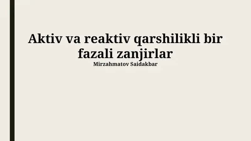 Bir Fazali Zanjirlar