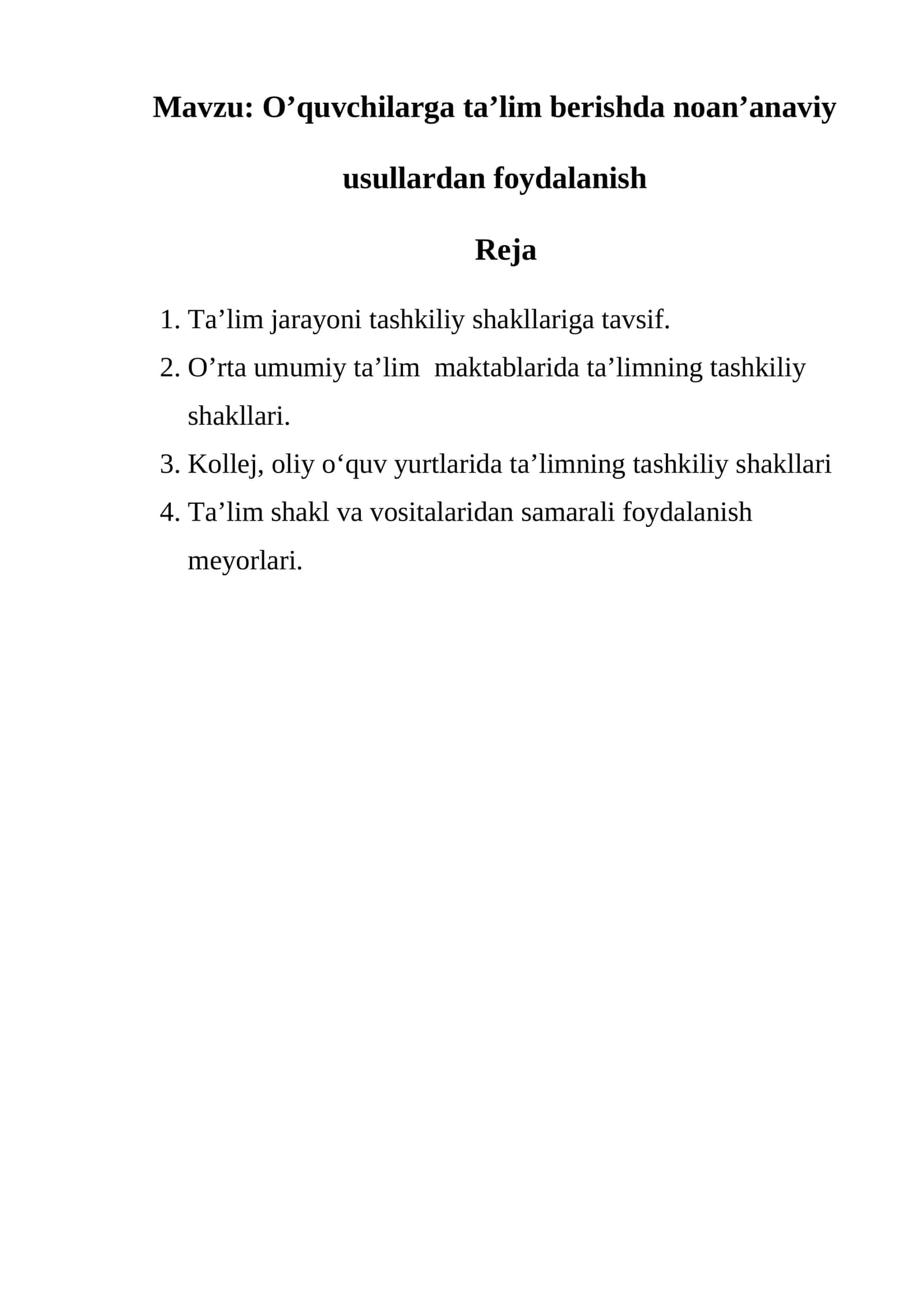 O’quvchilarga ta’lim berishda noan’anaviy usullardan foydalanish