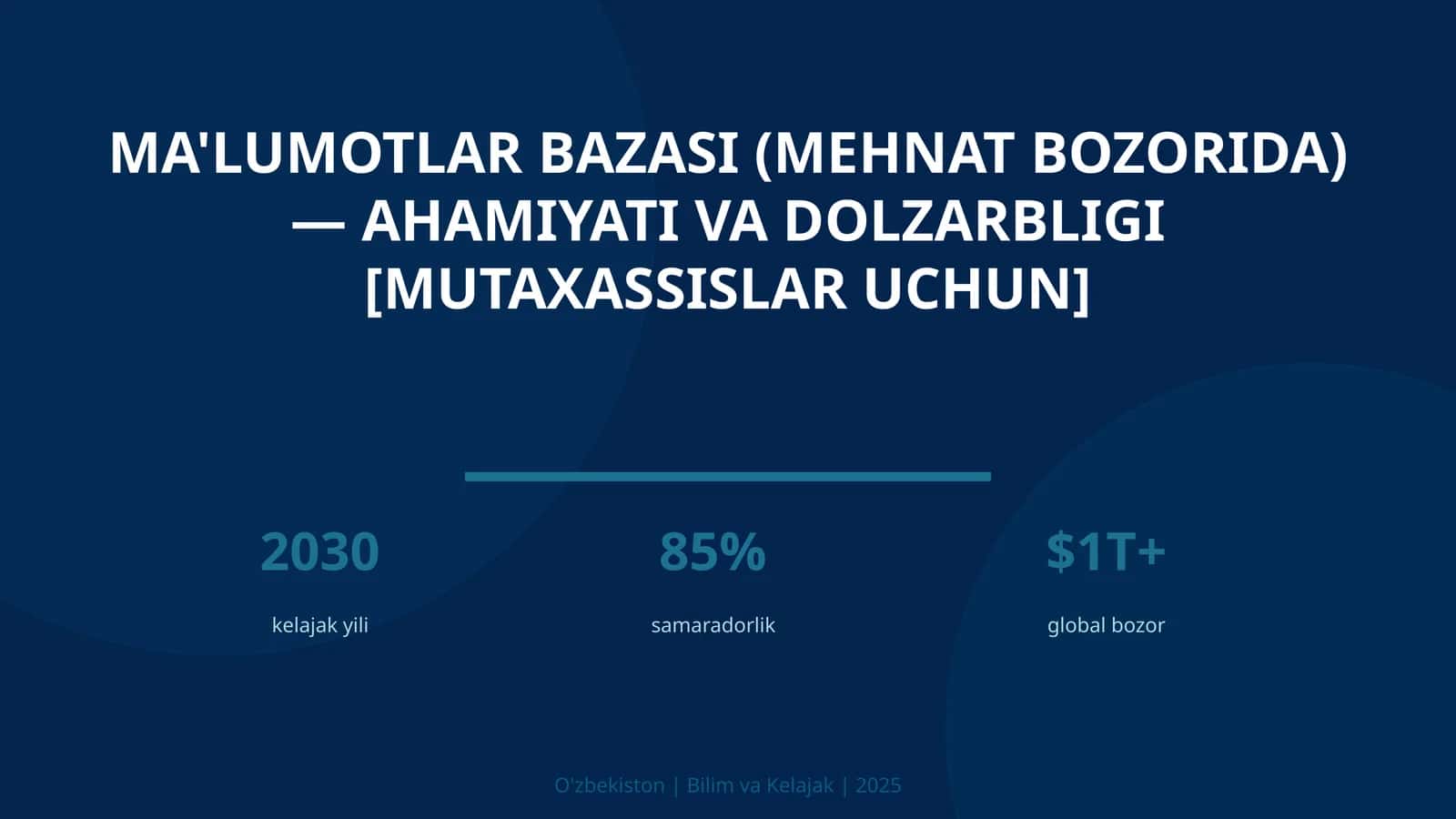 MA'LUMOTLAR BAZASI (MEHNAT BOZORIDA) — AHAMIYATI VA DOLZARBLIGI [MUTAXASSISLAR UCHUN]