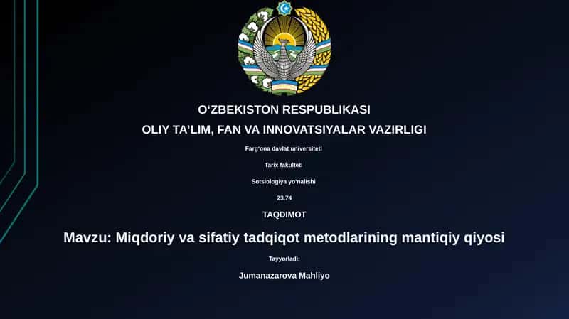 Miqdoriy va sifatiy tadqiqot metodlarining mantiqiy qiyosi