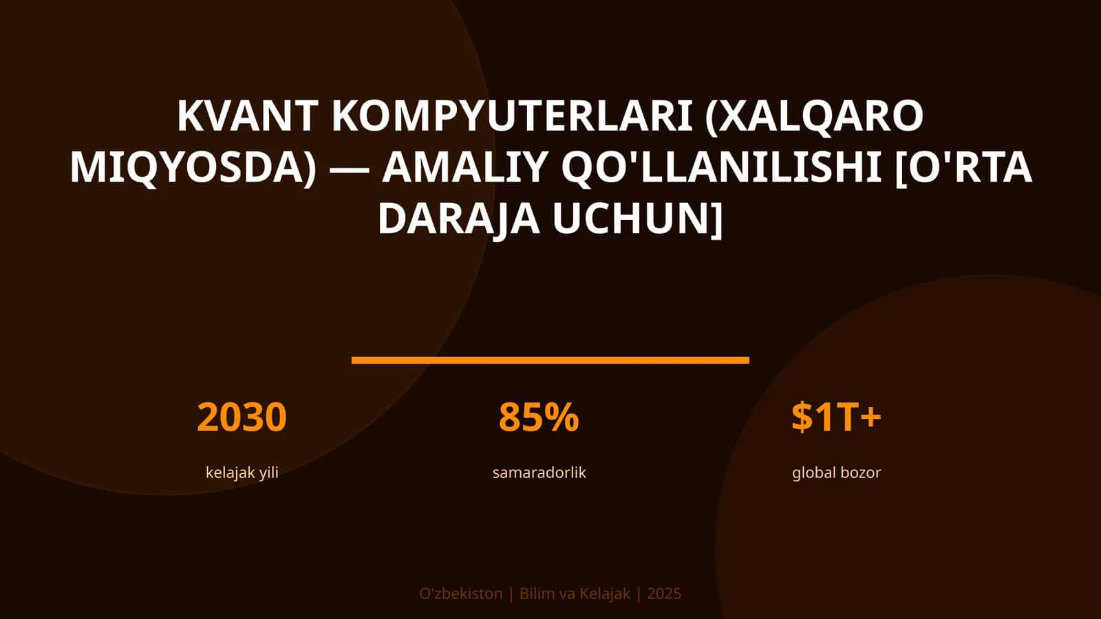 Kvant kompyuterlari (xalqaro miqyosda) — amaliy qo'llanilishi [o'rta daraja uchun]
