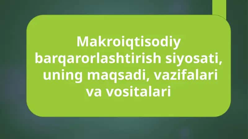 Makroiqtisodiy barqarorlashtirish siyosati