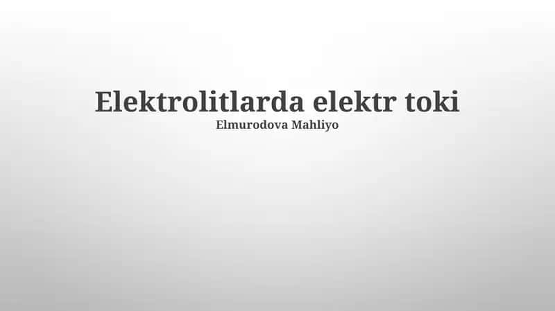 Elektrolitlarda elektr toki