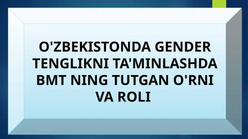 O'ZBEKISTONDA GENDER TENGLIKNI TA'MINLASHDA BMT NING TUTGAN O'RNI VA ROLI