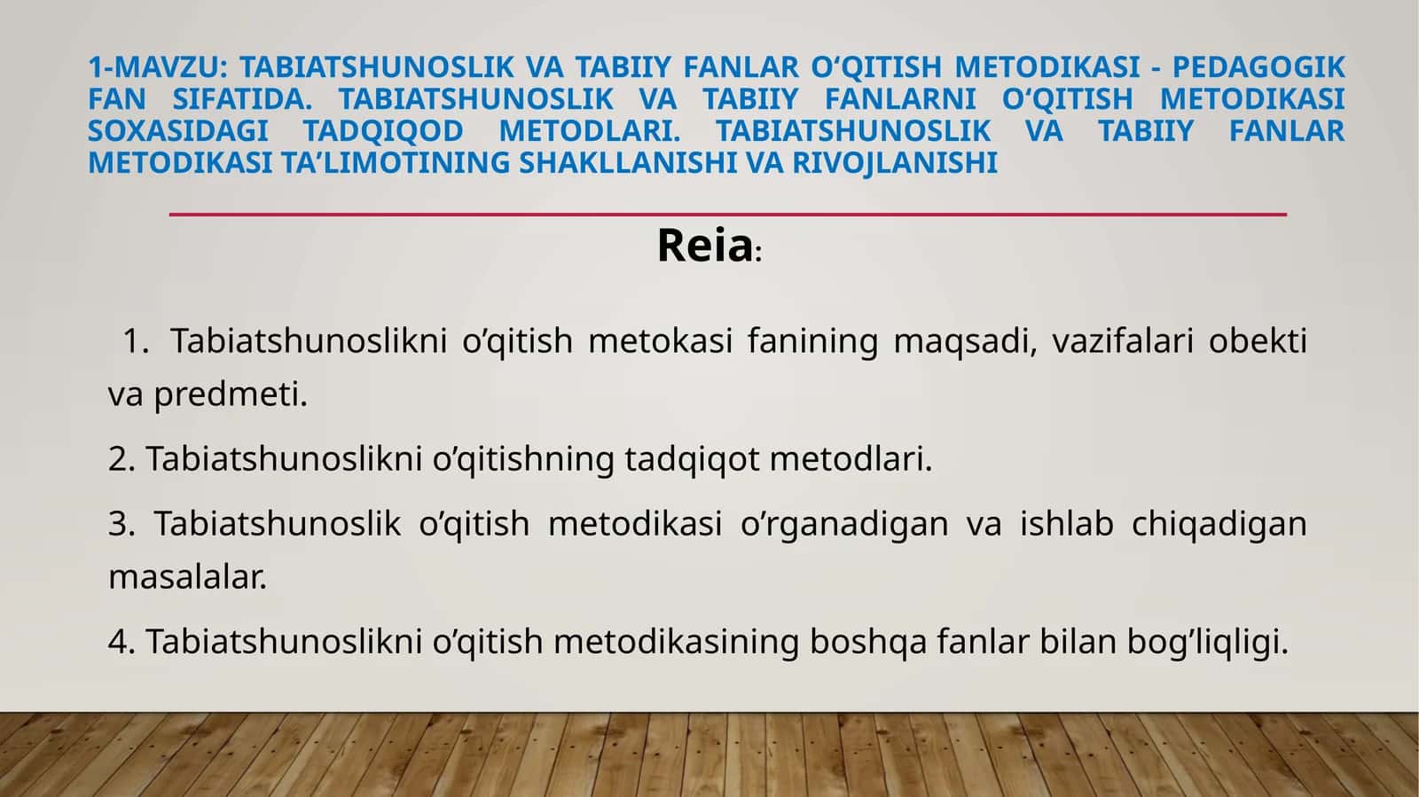Tabiatshunoslik va tabiiy fanlar o‘qitish metodikasi