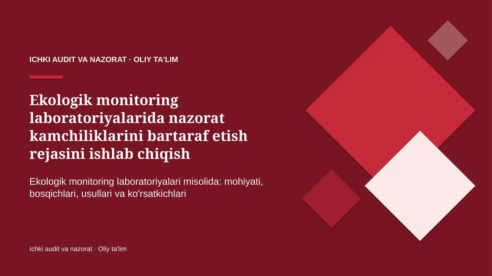 ekologik monitoring laboratoriyalarida nazorat kamchiliklarini bartaraf etish rejasini ishlab chiqish 2577