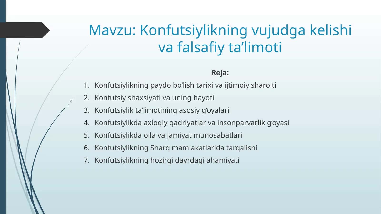 Konfutsiylikning vujudga kelishi va falsafiy ta’limoti