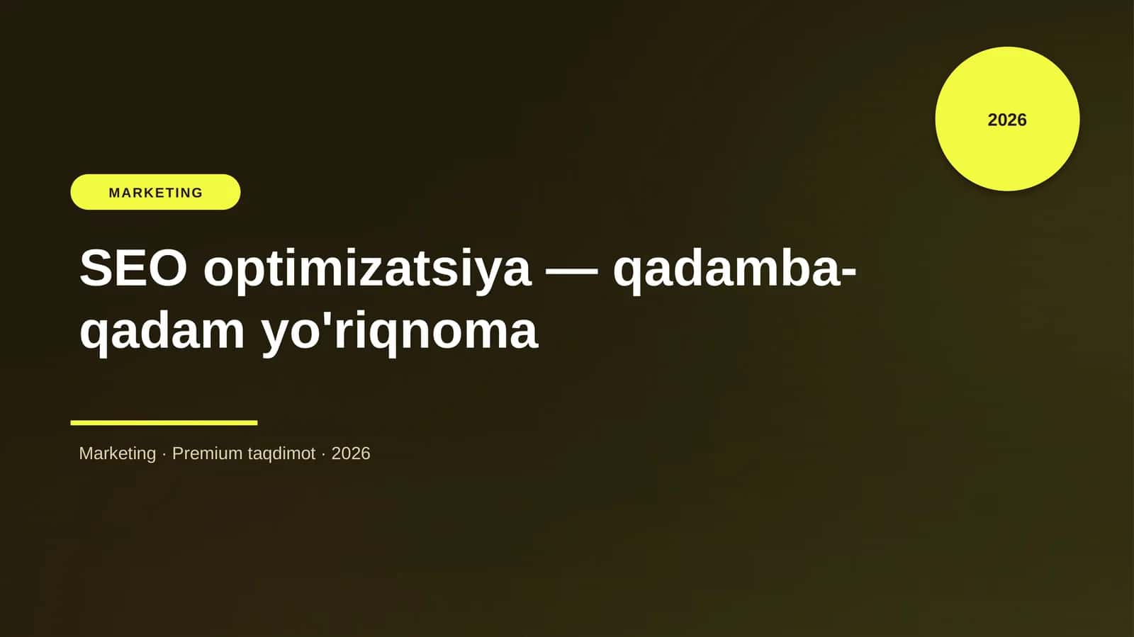 SEO optimizatsiya — qadamba-qadam yo'riqnoma