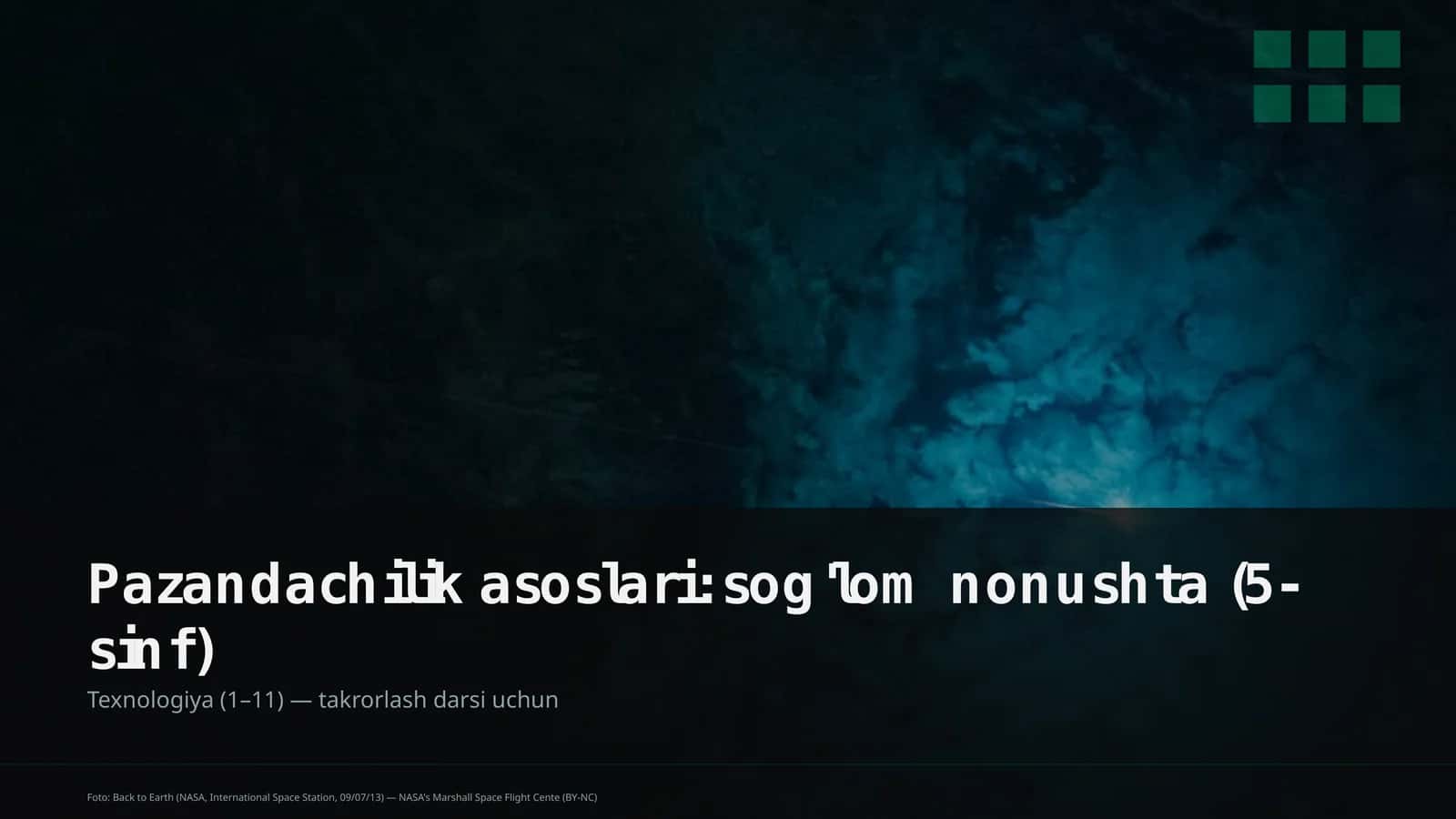 Pazandachilik asoslari: sog'lom nonushta (5-sinf)