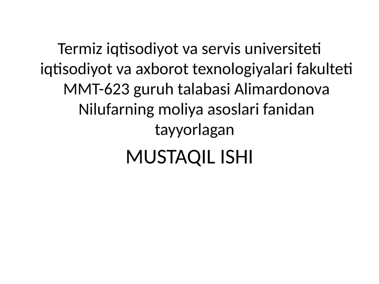 Moliya YaIM tasdiqlash vositasida