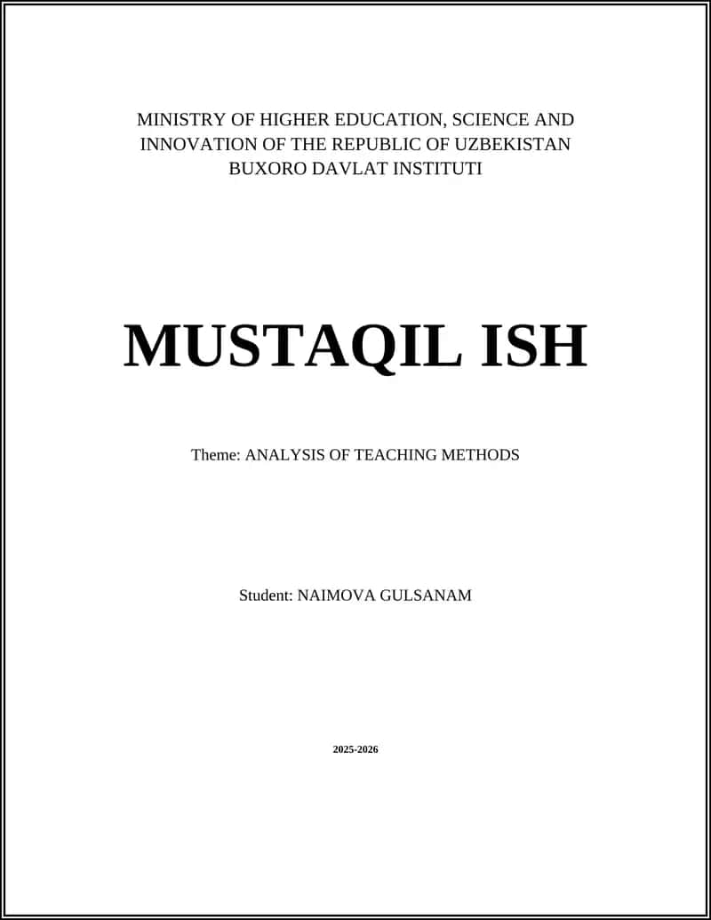ANALYSIS OF TEACHING METHODS