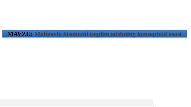 Moliyaviy hisobotni taqdim etishning konseptual asosi