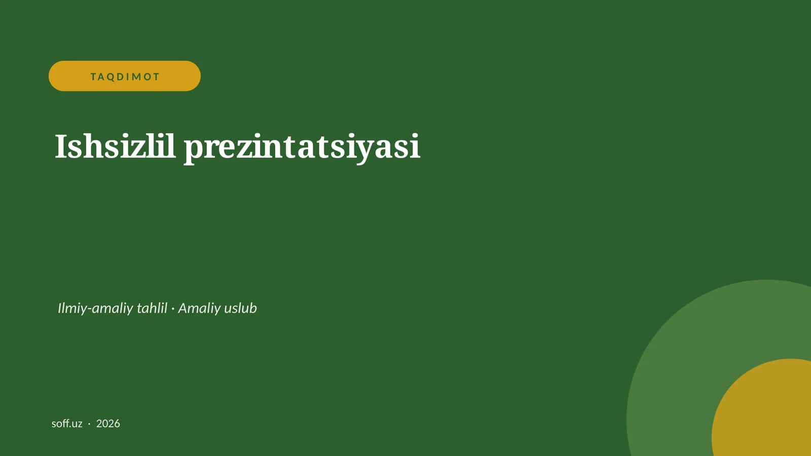 Ishsizlil prezintatsiyasi