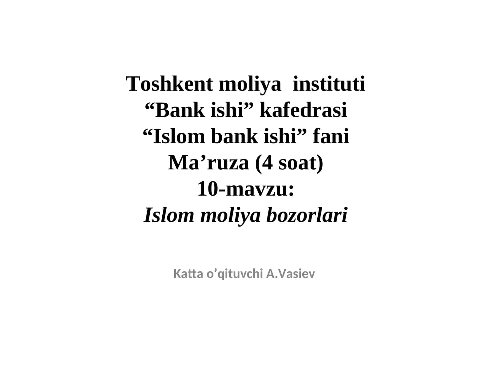 Islom moliya bozorlari