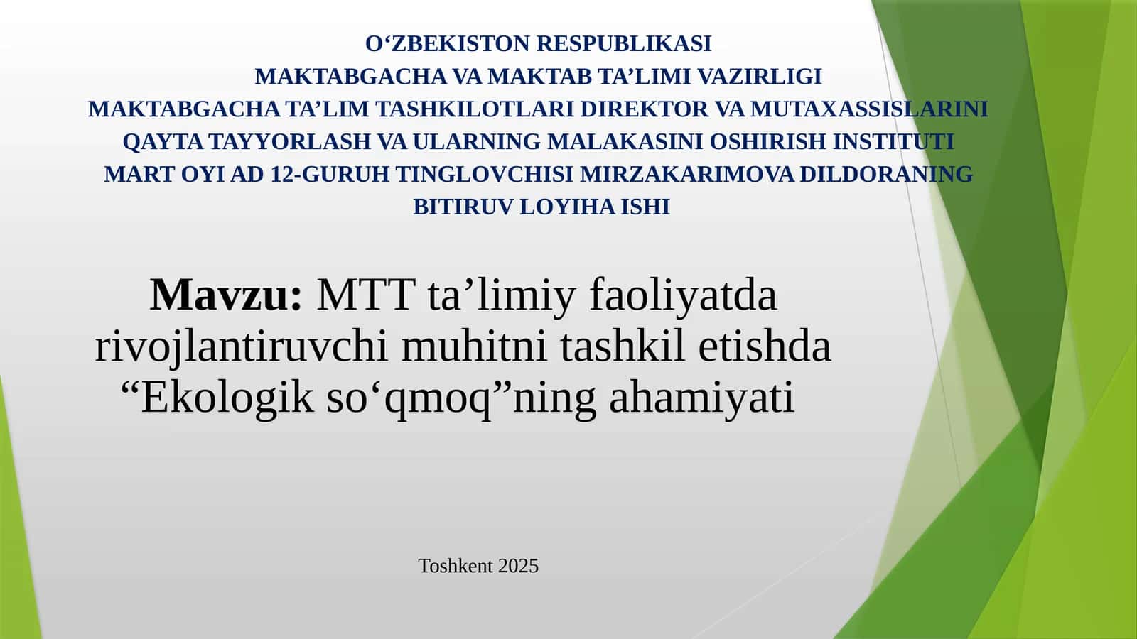 MTTta’limiyfaoliyatdarivojlantiruvchimuhitnitashkiletishda“Ekologikso‘qmoq”ningahamiyati
