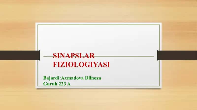 Sinapslar Fiziologiyasi