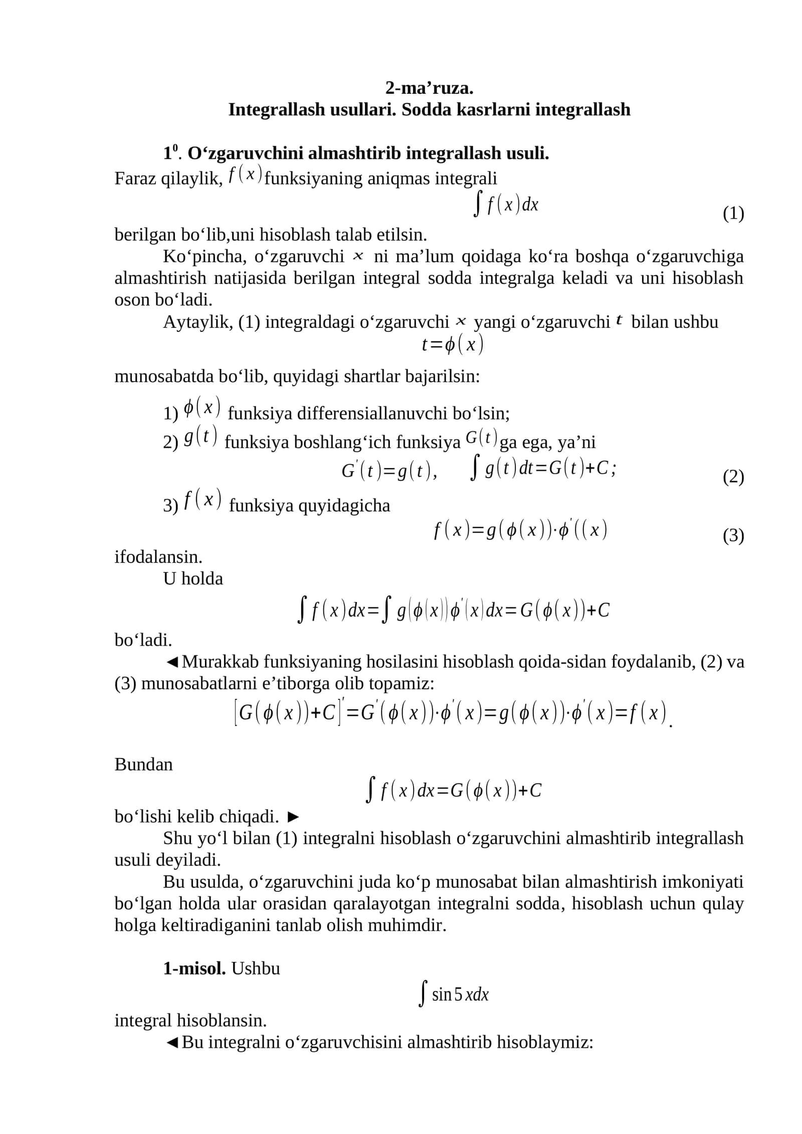 Integrallash usullari
