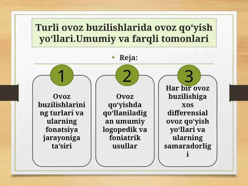 Turli ovoz buzilishlarida ovoz qo‘yish yo‘llari.Umumiy va farqli tomonlari
