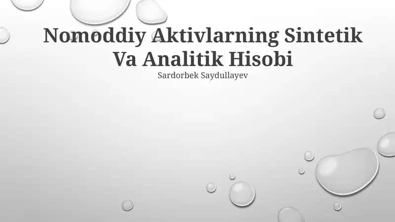 Nomoddiy Aktivlarning Sintetik Va Analitik Hisobi
