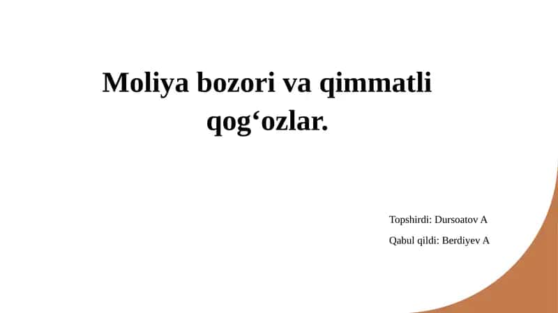 Hosilaviy qimmatliq o'zgaruvchilar bozori