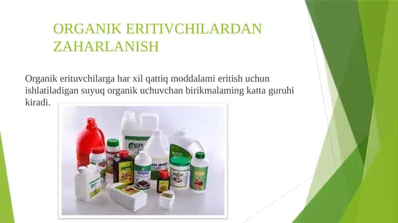 Organik Eritivchilardan Zaharlanish