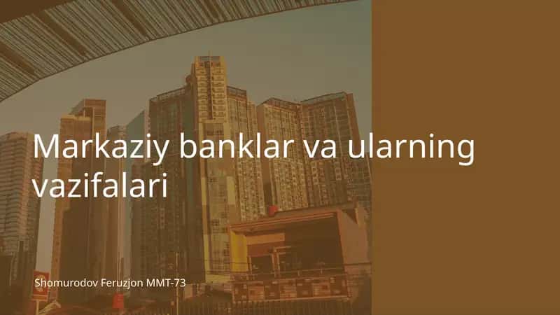 Markaziy banklar va ularning vazifalari