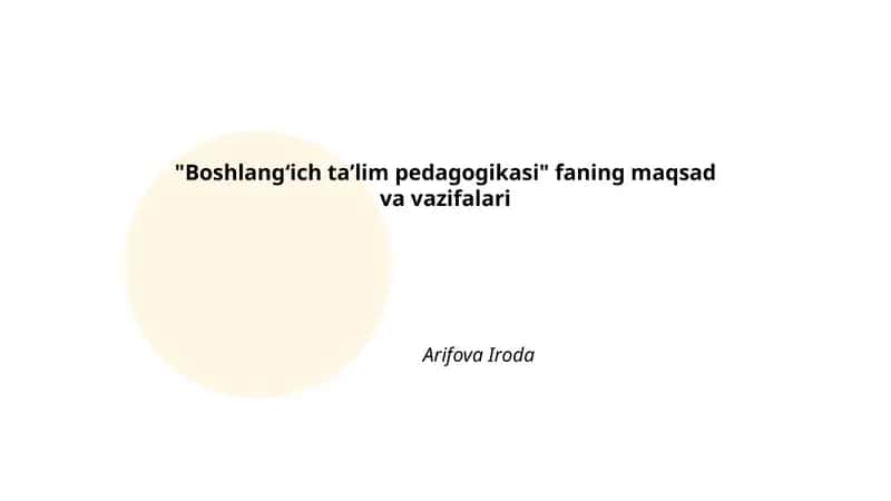Boshlangʻich taʼlim pedagogikasi