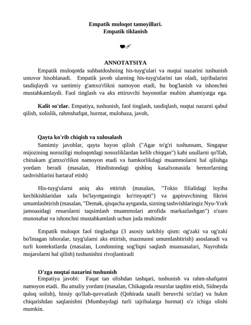 Empatik muloqot tamoyillari