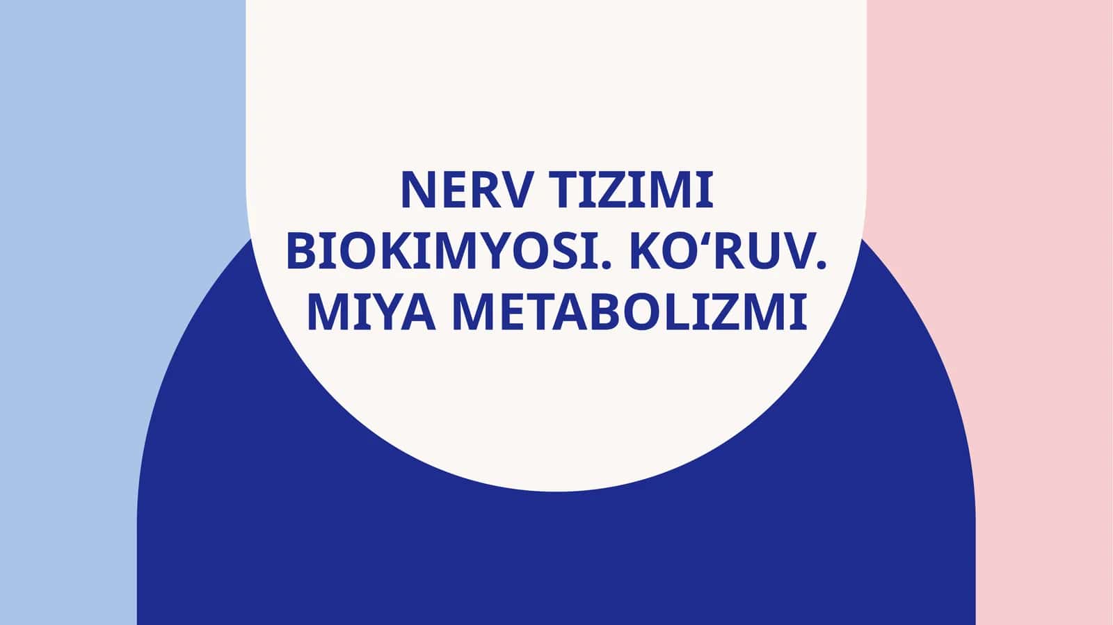 Nerv tizimibiokimyosi. Ko‘ruv. Miya metabolizmi