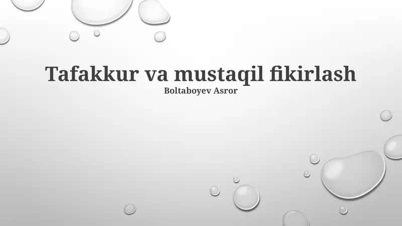 Tafakkur va mustaqil fikirlash