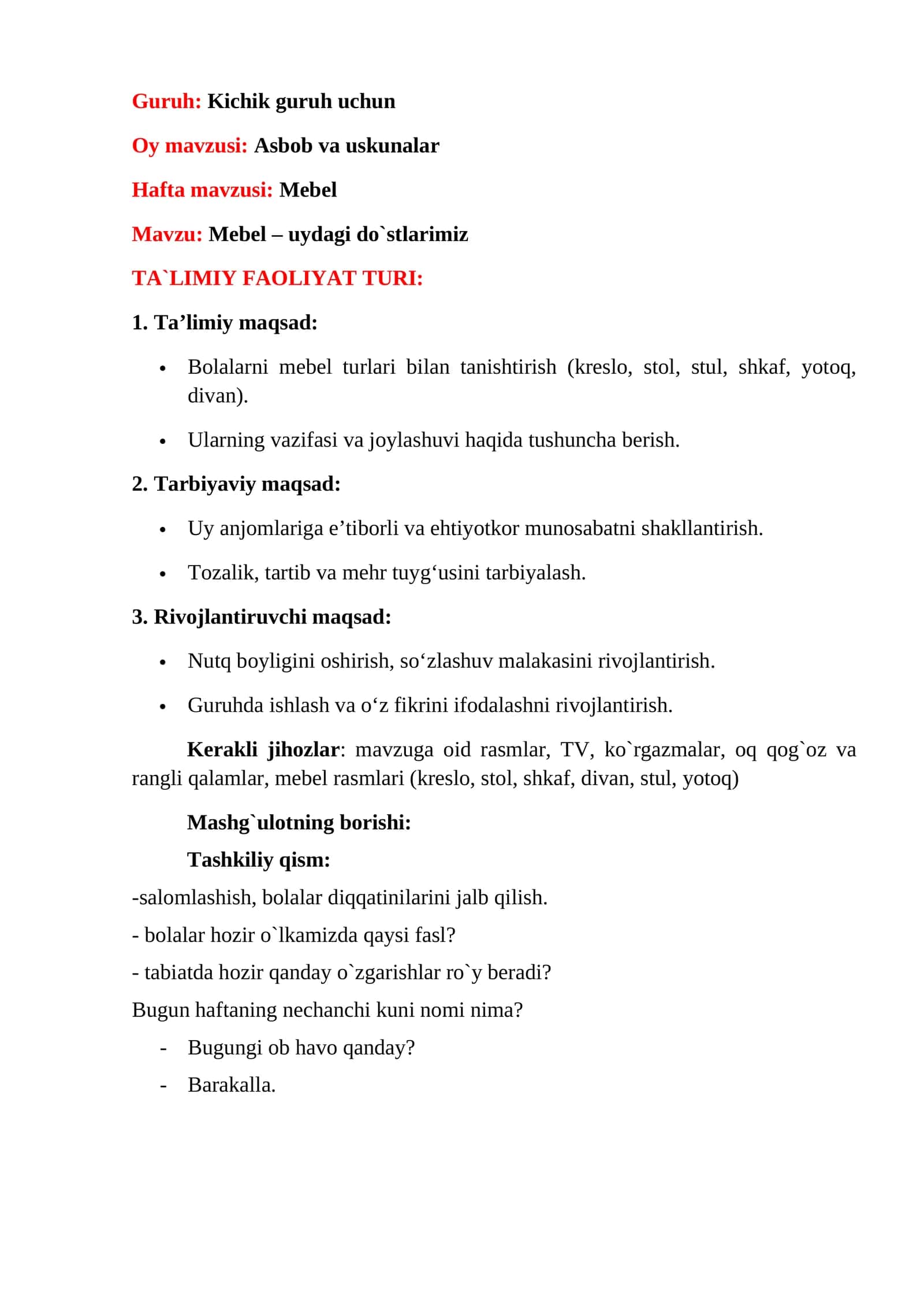 Mebel – uydagi do`stlarimiz