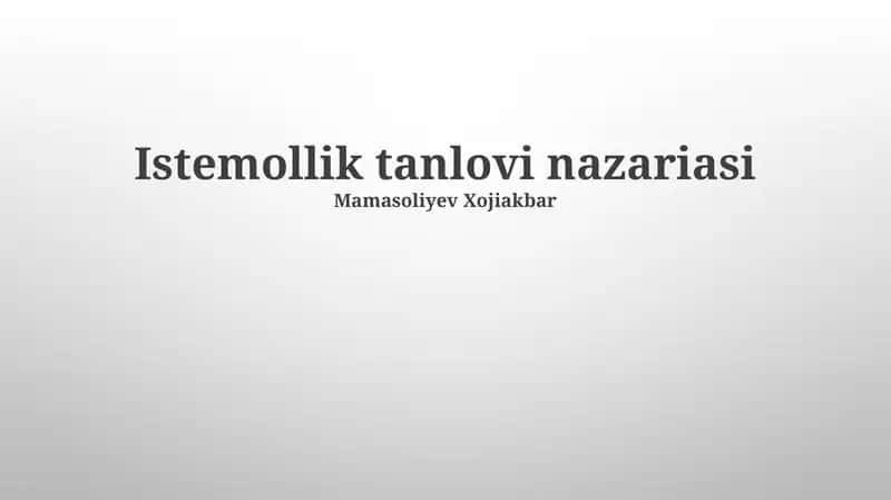 Istemollik tanlovi nazariasi
