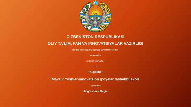 Yoshlar-innovatsion gʻoyalar tashabbuskori