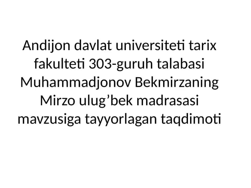 Mirzo ulug'bek madrasasi