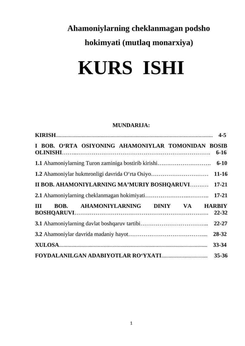 Ahamoniylarning cheklanmagan podsho hokimyati (mutlaq monarxiya)