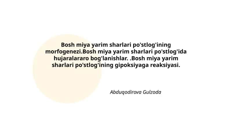 Bosh miya yarim sharlari po'stlog'ining morfogenezi