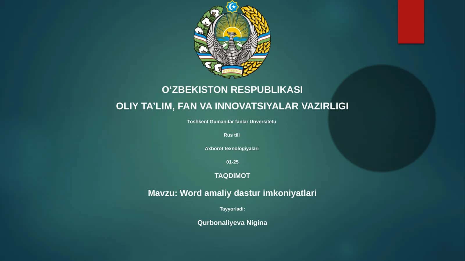 Word amaliy dastur imkoniyatlari