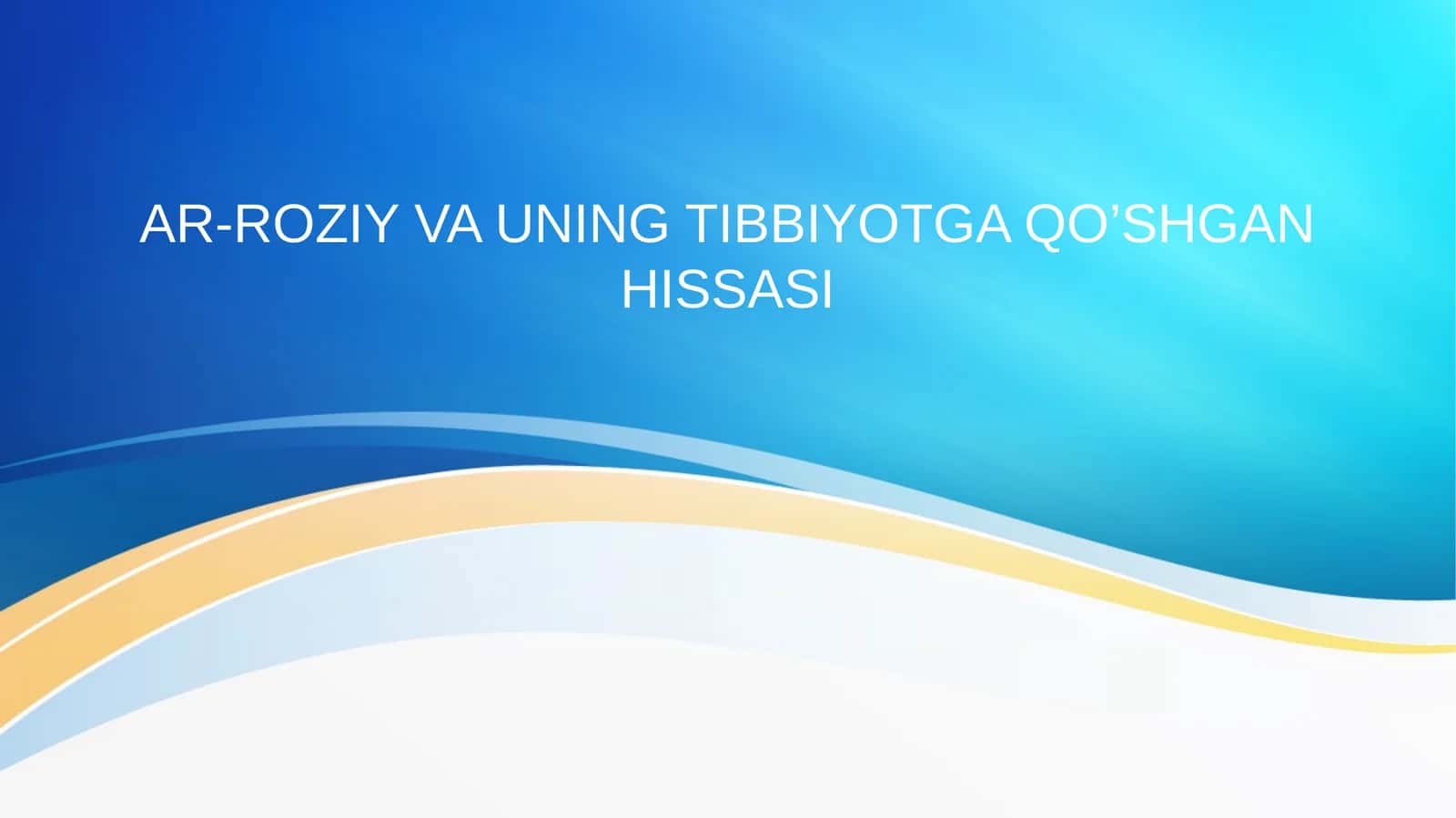 ARROZIYNING TIBBIYOTGA QOSHGAN HISSASI