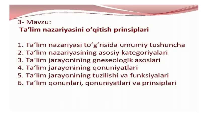 Ta’lim qonuniyatlari.