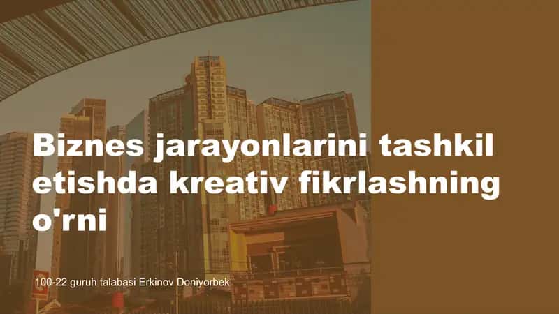 Kreativ fikrlashning o'rni