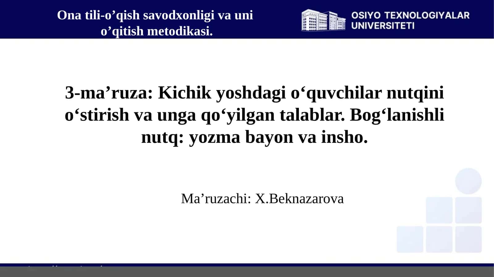 Nutq va uni o‘stirish tushunchasi