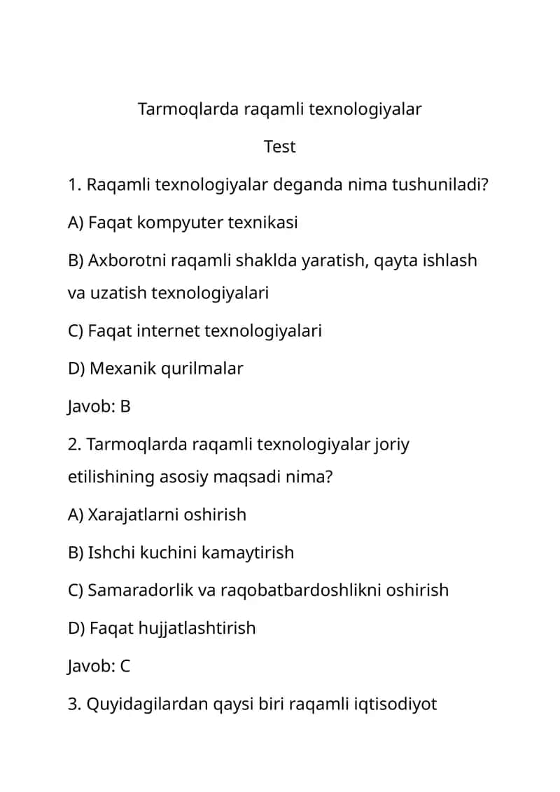 Raqamli texnologiyalar