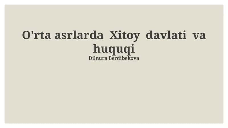O'rta asrlarda Xitoy davlati va huquqi