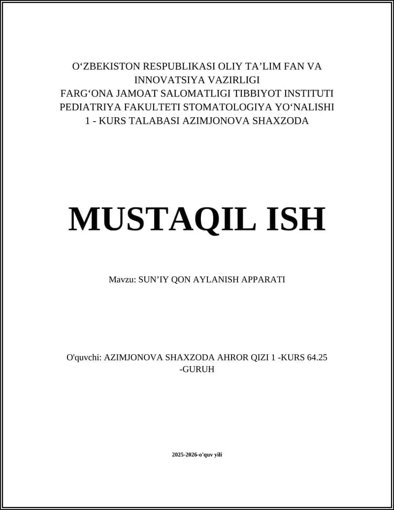 SUNʼIY QON AYLANISH APPARATI