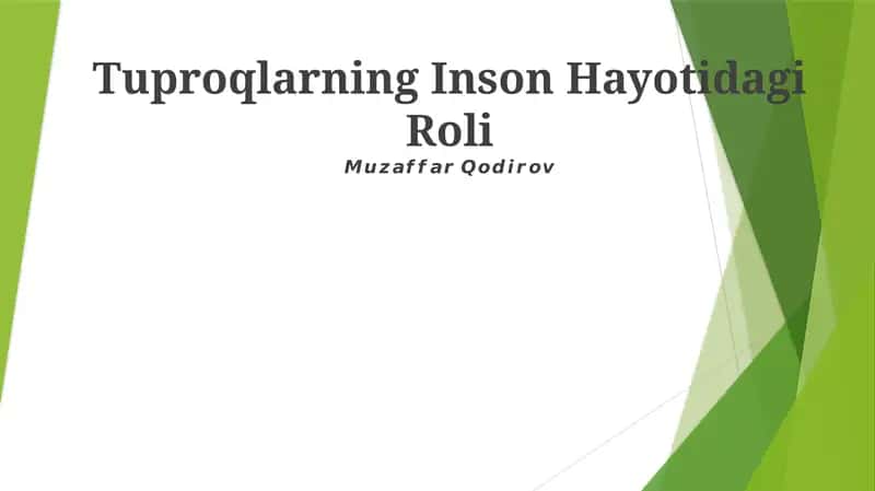 Tuproqlarning Inson Hayotidagi Roli